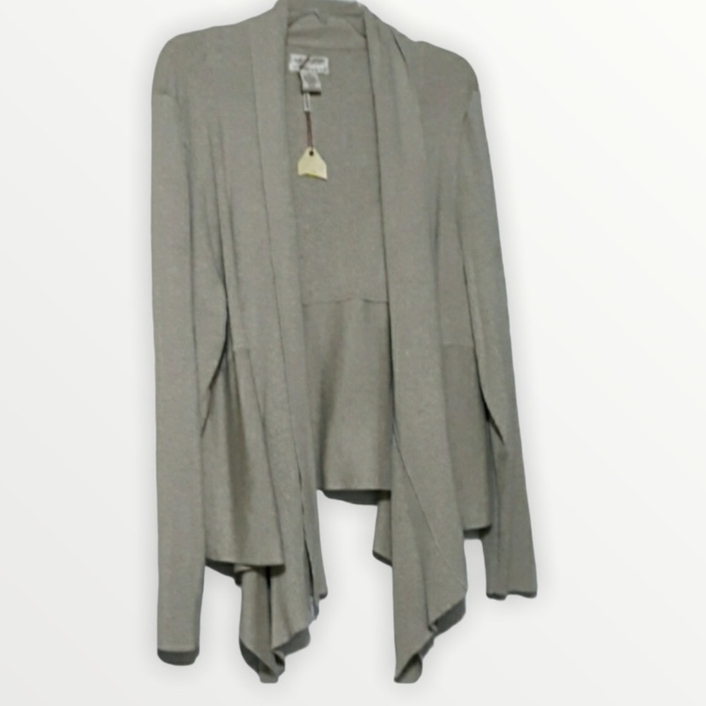 M.L.L.P Tan Waterfall Drape Open Cardigan 3X